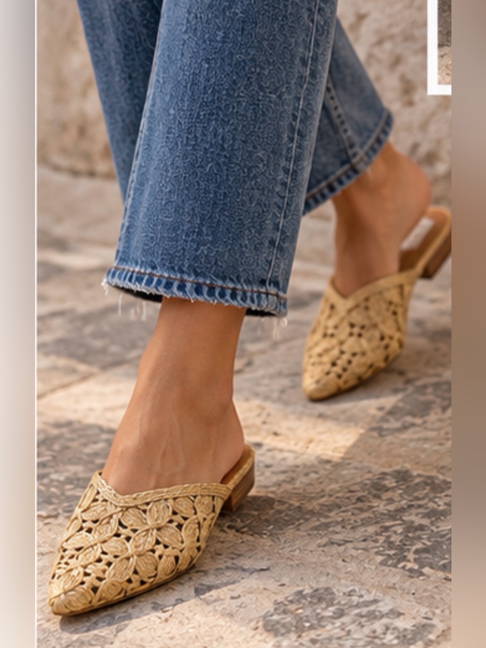 DV Dolce Vita Deedee Woven Raffia Pointed Toe Mules Size 9